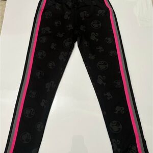 Barbie Black and Pink Pants Girls Size 6/7 All over Print